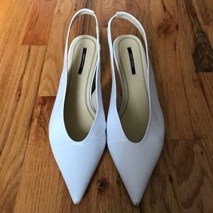 Zara White Leather Slingback Heel Sandal - 40/9